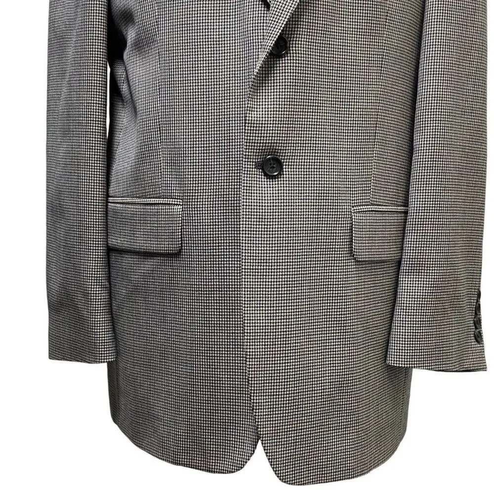 Stafford Blazer Mens 40R Gray Houndstooth Wool 2 Two Button Sport Coat